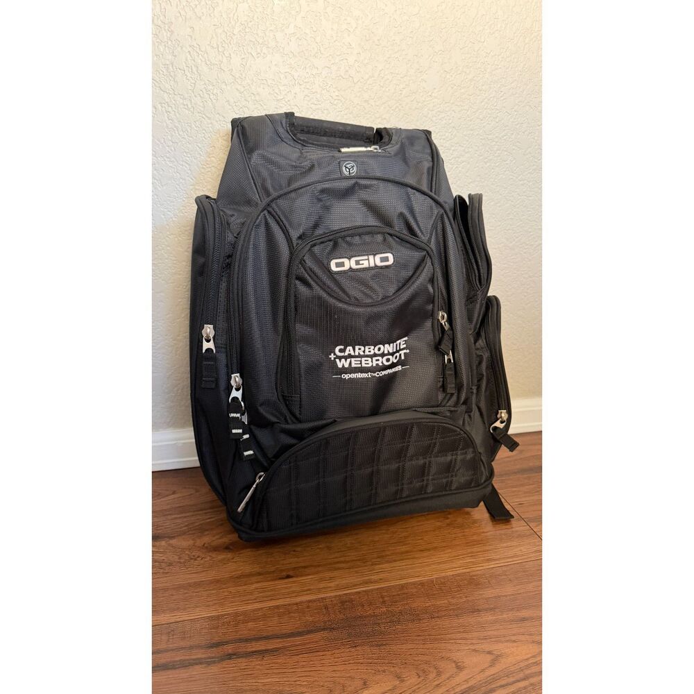 OGIO Fugitive Laptop Backpack Black Carbonite Webroot Corporate Travel Bag